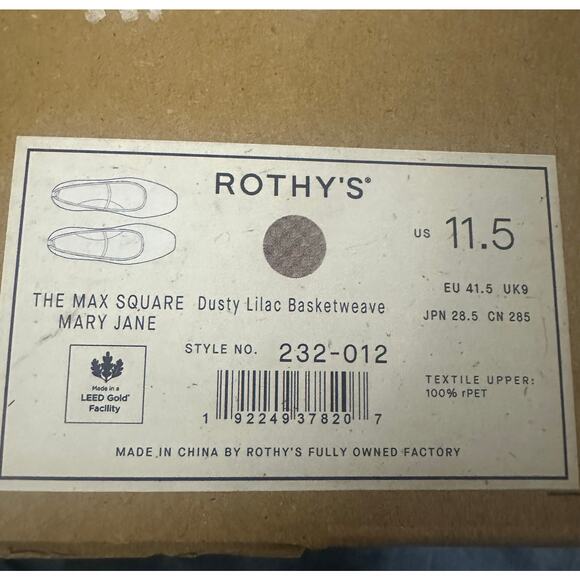 ROTHY’S The Max Square Mary Jane Dusty Lilac Basketweave - Sz 11.5 - NIB NWT - Picture 4 of 4